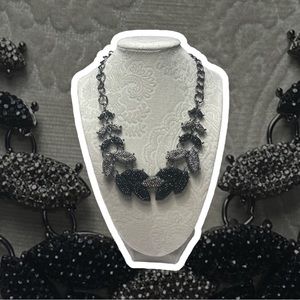 Mixit Gunmetal Leaf Black & Silver Necklace